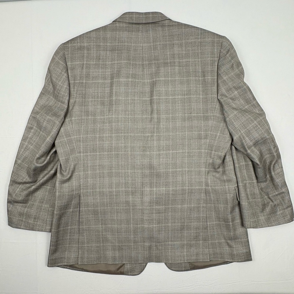 Calvin Klein Birdseye Silk/Wool Blend Sport Coat 48R Gray Tan Windowpane Plaid - Picture 6 of 15